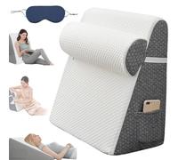 Hiquo Wedge Pillow, 4-in-1 Versatile Ergonomic Memory Foam Bed Triangle Pillow Headboard, Adjustable Orthopedic Bed Wedge Pillows Set, for Sleeping, Head, Neck & Back Support (Grey)