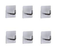 HIRAIDAI Ganchos Para Baño Gancho De Acero Inoxidable Sin Perforaciones Para Puerta De Baño, Inodoro Y Cocina, Con Placa Cuadrada Trasera, Con Forma De Trompa De Elefante, Paquete De 6