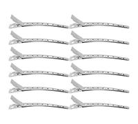 Hiraith 12 Clips Profesionales de Pico de Pato de Acero Inoxidable para Peinar el Cabello, Nunca Dañan el Cabello, Salón/viajes, a Prueba de óxido, 12 X Clamp/Holder de Pico de Pato