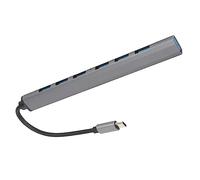 Hiraith Adaptador Multipuerto Tipo C 7 en 1 Dongle Plug and Play para PC Aleación de Aluminio Gris Plateado