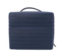 Hiraith Bolsa de Maquillaje Plegable, Gran Capacidad, Resistente Al Agua, Neceser de Viaje con Cremallera, Neceser con Diseño Abierto, Cuero de PU, Gran Homenaje para Novias y Amigas (Azul Marino)