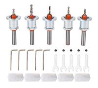 Hiraith Broca Avellanadora Ajustable, Juego de 5 Brocas de Acero de Carburo para Carpintería, Orificios Perfectos para Cabeza Plana, Tornillos de Cabeza Plana, Madera Dura, Madera