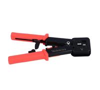 Hiraith Herramienta de Engarzado RJ45 Engarzadora Ethernet de Paso CAT6 Duradera para Profesionales Óxido Negro de Acero para Ingenieros de Redes (Rojo)