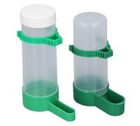 Hiraith Juego de 10 comederos de agua y alimentos para jaula de pájaros, dispensador de 140 ml y contenedor de alimentos derramados de 150 ml con clips para loros, cacatosas y palomas