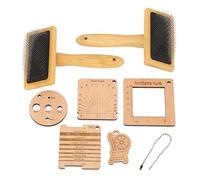 Hiraith Juego de Calibre de Tejido de Madera de 8 Piezas y Cepillo de lana: Kit de Herramientas de Medición Completa con Cepillos de Fieltro para Hilo, Costura y Fibra