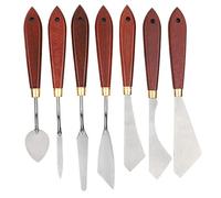 Hiraith Juego de Cuchillos de Paleta de Acero Inoxidable de 7 Piezas, Kit de Mezcla de Pintura con de Abedul, Raspador para Mezclar Aceite y Acrílico, Diferentes Cuchillas para Varios