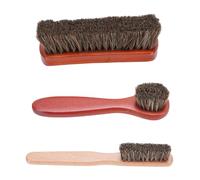 Hiraith Kit de Cepillos para Zapatos Aplicador Horsehair Aplicador de Mango Largo Cepillo de Zapato Brillo de Zapato Brillo con Tela de Microfibre para Botas Bolsos