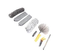 Hiraith Kit de plumero de microfibra extensible de 9 piezas, herramienta de limpieza de casa para ventilador de techo de coche