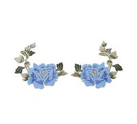Hiraith Parches Bordados de Flores, Exquisitos Apliques Florales para Costura de Ropa DIY, Paquete de 2 para Accesorios de Ropa (Azul)
