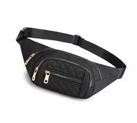 Hiraith Riñonera Impermeable con Cremallera Suavizante Negra para Mujer para Viajes Deportes Al Aire Riñonera de Nailon y Poliéster para Correr, Pescar, Uso Diario 7,9 X 5,5 X 1,6 Pulgadas