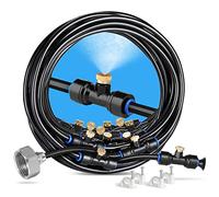 HIRALIY Sistema de Nebulización para Exteriores, 18m Kit Nebulizador de Agua con 20 Boquillas y Adaptador de Latón Macizo 3/4", para Terraza Jardín Mascotas