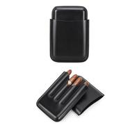 Hiram Cigar Case - Humidor de puros de piel auténtica, portátil, multifuncional, caja de viaje para tabaco, bolsa de almacenamiento para hombres, 5030-negro, For 4 Cigars, Estuche para puros