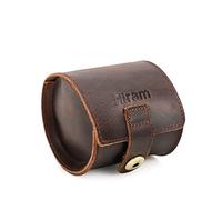 Hiram Estuche de viaje de cuero real para reloj, caja de almacenamiento de reloj de viaje hecha a mano, organizador de joyería portátil