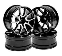 HIRCQOO Llantas de aleación de aluminio 1/10 en carretera Touring Drift de 12 mm, cubo hexagonal de 26 mm de ancho, compatible con Tamiya TT01 Kyosho RedCat Sakura D4 XIS HSP 1/10 RC Car (negro)