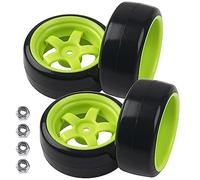 HIRCQOO Llantas de plástico duro de 5 radios y neumáticos de plástico hexagonal de 12 mm para Traxxas HSP Tamiya Kyosho Himoto HPI Redcat 1/10 On-Road RC Drift Drifting Car (verde)