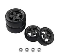 HIRCQOO Llantas de rueda de cubo hexagonal RC de 12 mm y neumáticos de goma para HSP Tamiya HPI Kyosho 1/10 On-Road Touring Car,WLtoys 1/14 144001 Traxxas 1/16 Slash RC 1/18 A959B Buggy (negro)