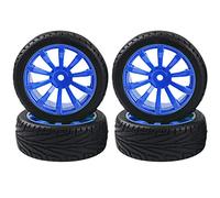 HIRCQOO Llantas hexagonales de 10 radios RC de 12 mm y neumáticos de goma para HSP Tamiya HPI Kyosho 1/10 On-Road Touring Car,WLtoys 1/14 144001 Traxxas 1/16 Slash RC 1/18 A959B Buggy (azul)