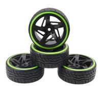 HIRCQOO Neumáticos de coche de 1/10 RC Drift Neumáticos de plástico duro y llantas hexagonales de 12 mm, 5 radios compatibles con Traxxas 4-Tec 2.0 HSP Tamiya TT01 Kyosho HPI Redcat Racing MST 1/10
