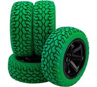 HIRCQOO Neumáticos de goma de 75 mm y llantas de plástico, buje hexagonal de 12 mm compatible con Traxxas 4tec 2.0 HSP Tamiya HPI Kyosho 1/10 On-Road Touring Car, WLtoys 1/14 144001 RC Buggy (verde)