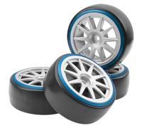 HIRCQOO Neumáticos y llantas de plástico duro RC 1/10 de 12 mm hexagonales de 10 radios compatibles con HSP HPI Tamiya TT01 TT02 Kyosho Traxxas 4-Tec 2.0 Himoto Redcat Racing 1/10 On-Road RC Drift