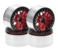 HIRCQOO - Paquete de 4 llantas de metal Beadlock de 2.2 pulgadas, 12 cubos hexagonales compatibles con Axial SCX10 90046 SCX10-III Redcat Gen7 D90 Traxxas TRX4 Tamiya CC01 1/10 RC Crawler (rojo)
