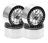 HIRCQOO - Paquete de 4 llantas de metal Beadlock de 2.2 pulgadas, 12 cubos hexagonales compatibles con Axial SCX10 90046 SCX10-III Redcat Gen7 D90 Traxxas TRX4 Tamiya CC01 1/10 RC Crawler (plata)