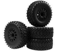 HIRCQOO Paquete de 4 neumáticos RC de campo corto 1/10 y llantas de plástico OD110 mm neumáticos de goma compatibles con Losi Tenacity Traxxas Slash HPI Redcat Blackout 1/10 RC Curso corto, 12