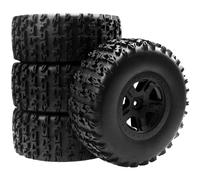 HIRCQOO Paquete de 4 ruedas y neumáticos de camión de curso corto RC con inserciones de espuma OD110 mm compatibles con Losi Tenacity Traxxas Slash Arrma HPI Redcat Blackout 1/10 RC Curso corto, 5