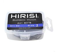 Hirisi 8019,Anzuelos de pesca con púas, tamaño 2, ganchos para carpas, ganchos de pesca con ojal, anzuelos para pesca de carpas, pesca de carpas, juego de pesca de carpas, 1 unidad (50 unidades)