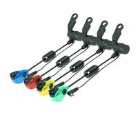 Hirisi Tackle Swingers para pesca de carpa, 4 piezas, luces LED, acero inoxidable, alarmas de mordedura, accesorios de pesca, elasticidad ajustable, 3 niveles, con pequeño imán