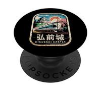 Hirosaki Castle Japón Retro Tren Vintage Kanji Souvenir PopSockets PopGrip Adhesivo