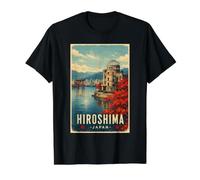 Hiroshima Japón Viaje Japón Monumento Vintage Paisaje Urbano Camiseta gráfica económica, Hombre, Negro, M