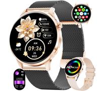 HIRREO Reloj Inteligente Mujer, 1,32" SmartWatch Mujer Redondo SpO2, 24H Pulsometro, Presión Arterial, Monitor sueño, Monitor de sueño 120 Deportes para iOS Android