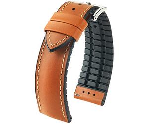 HIRSCH Correa de Reloj James L - Correa de Reloj para Damas y Caballeros - marrón Dorado - 20 mm