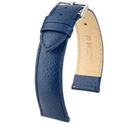 HIRSCH Correa de reloj Kansas L - Piel de becerro auténtica - Grabado de búfalo - Hombre/Mujer - azul - 22 mm