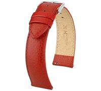 HIRSCH Correa de reloj Kansas L - Piel de becerro auténtica - Grabado de búfalo - Hombre/Mujer - rojo - 22 mm