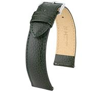 HIRSCH Correa de reloj Kansas L - Piel de becerro auténtica - Grabado de búfalo - Hombre/Mujer - verde - 18 mm