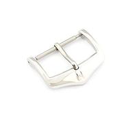 HIRSCH Hebilla unisex para correa de reloj L316 de acero inoxidable, modelo clásico, 16 mm, color plateado, pulido, Acero inoxidable