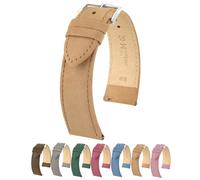 Hirsch Osiris - Correa de reloj de piel nobuk, diseño liso y plano, 14 mm, 16 mm, 18 mm, 20 mm, 22 mm, azul, verde, beige, marrón, gris, burdeos, rosa, correa de reloj de liberación rápida (M - 20 mm,