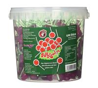 Hirsch Rojo Cerezas Lollies 400 Rojo Piruleta En Un Cubo 1200g