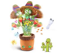 hirsrian Cactus Que Habla, Juguete de Peluche de Cactus electrónico Que Baila, Juguetes de Peluche de Cactus Que cantan, Regalos para niños, 120 Canciones (Cantar + Bailar + Repetir + Luminoso)