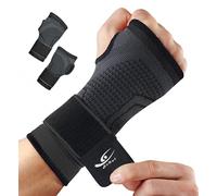 HiRui Paquete de 2 muñequeras de compresión de mano con correas de muñeca, soporte para fitness, levantamiento de pesas, MTB, tendinitis, túnel carpiano, artritis, alivio del dolor (negro, mediano)