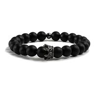 His And Her Crown Bracelet Volcanic Lava Stone Hematite Turquoises White Porcelain Matte Copper beads Black Bracelet Men-matte stone