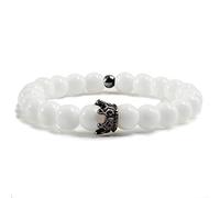His And Her Crown Bracelet Volcanic Lava Stone Hematite Turquoises White Porcelain Matte Copper beads Black Bracelet Men-white porcelain