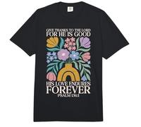 His Love Endures Forever Salmo 136 1 Verso de la Biblia Cristiano Comfort Colors Adult Heavyweight T-Shirt