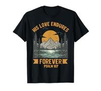 His Loves Endures Forever Salmo 107 Verso de la Biblia Cristiano Camiseta
