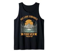 His Loves Endures Forever Salmo 107 Verso de la Biblia Cristiano Camiseta sin Mangas