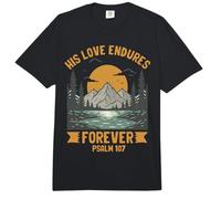 His Loves Endures Forever Salmo 107 Verso de la Biblia Cristiano Comfort Colors Adult Heavyweight T-Shirt