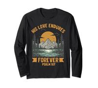 His Loves Endures Forever Salmo 107 Verso de la Biblia Cristiano Manga Larga