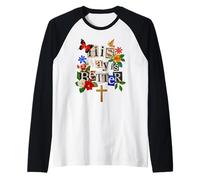 His Way is Better Christian Faith Floral Cross Dove Bird Camiseta Manga Raglan